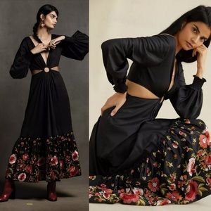 NWT ANTHROPOLOGIE Karolina Cut-Out Maxi Dress GEISHA DESIGNS 6